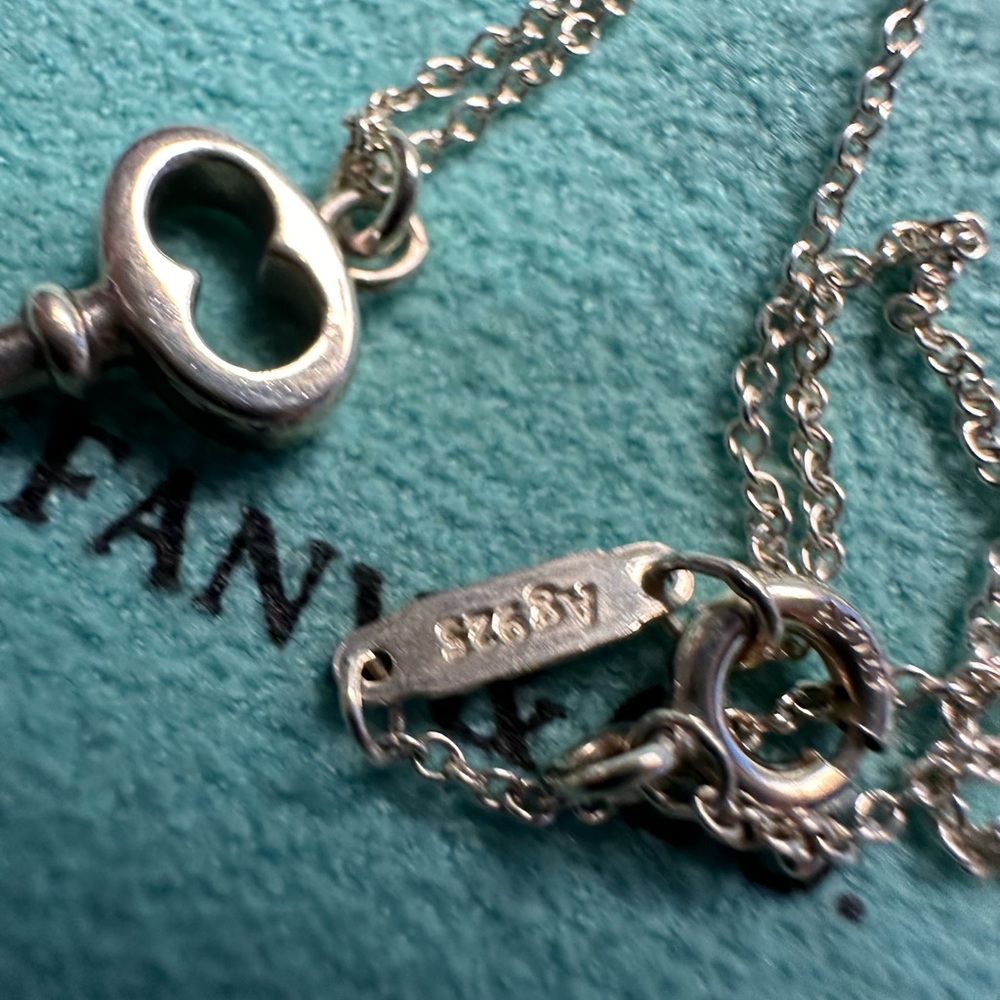 Preowned Tiffany & Co. sterling silver key charm necklace - Picture 2 of 8